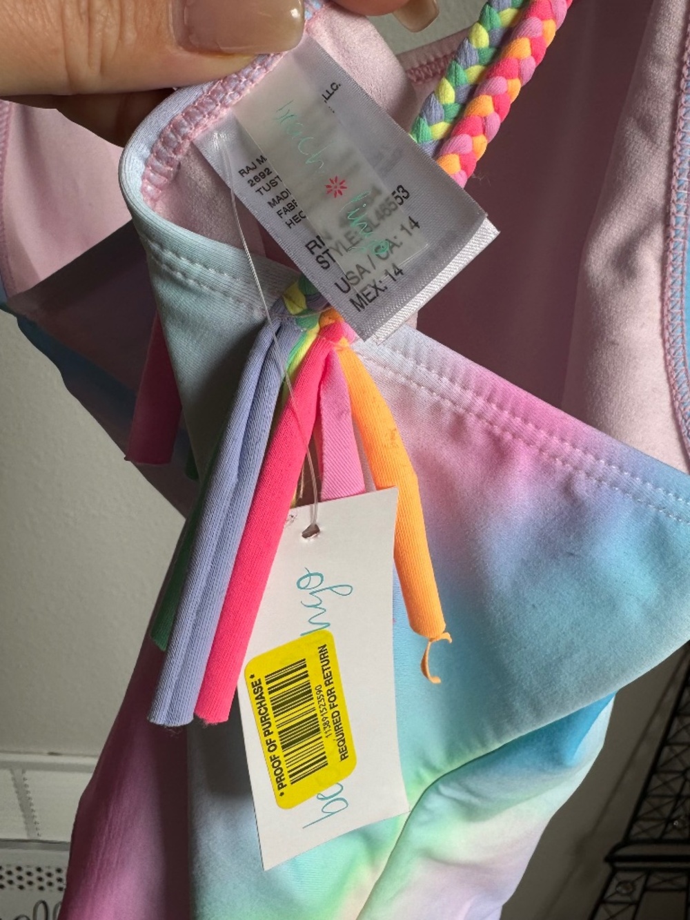NWT Beach Lingo Girls Swimsuit One Piece Galaxy Rainbow Size 14 - Picture 10 of 12